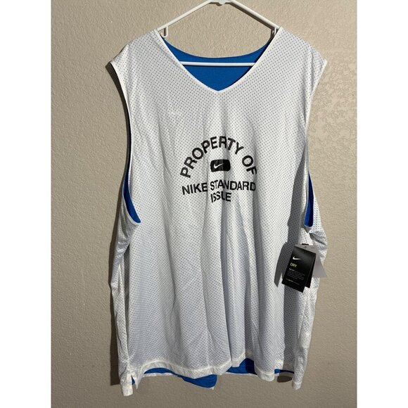 Nike Basketball Jersey Mens 3XL Loose Fit White Blue  Dry-Fit Technology reversi - Picture 1 of 8